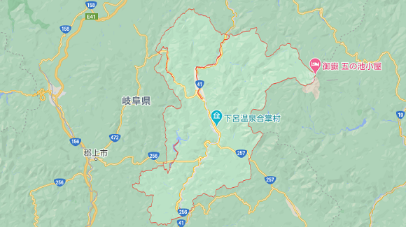 岐阜県下呂市の地図