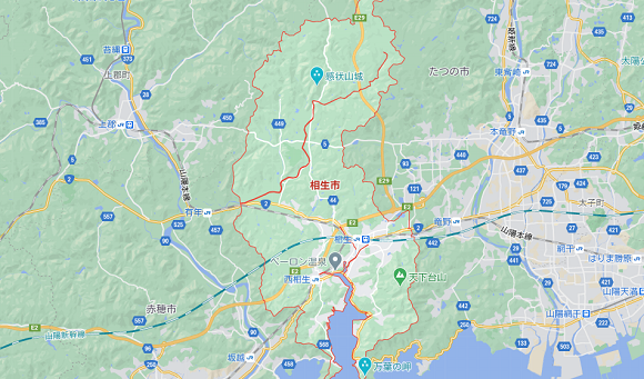兵庫県相生市の地図
