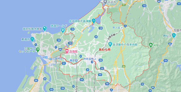 福井県あわら市の地図