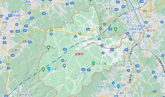 福岡県宮若市の地図