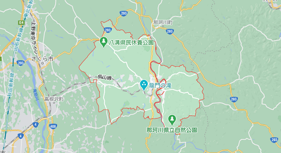 栃木県那須烏山市の地図