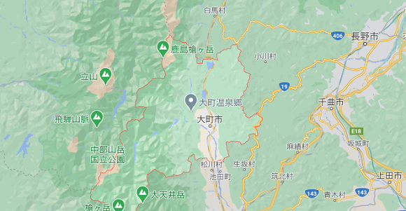 長野県大町市の地図