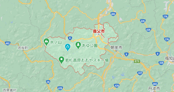 兵庫県養父市の地図