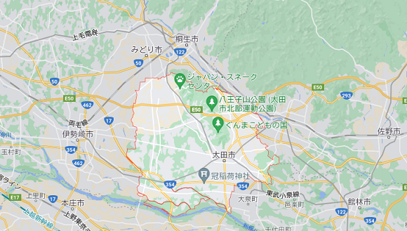 群馬県太田市の地図
