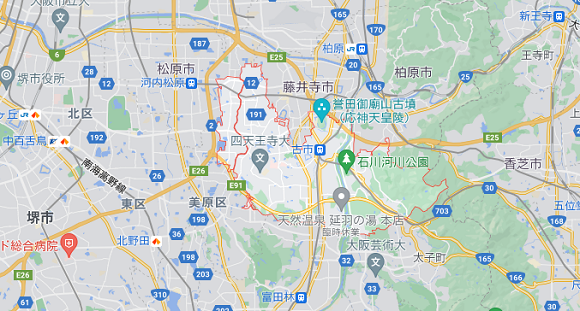 大阪府羽曳野市の地図