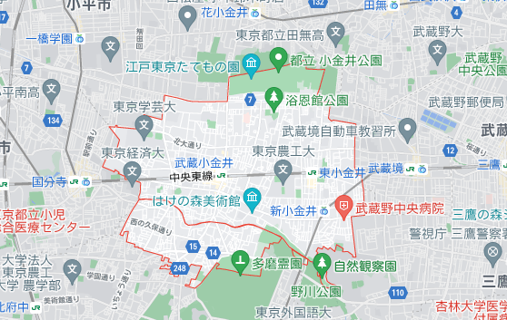 東京都小金井市の地図