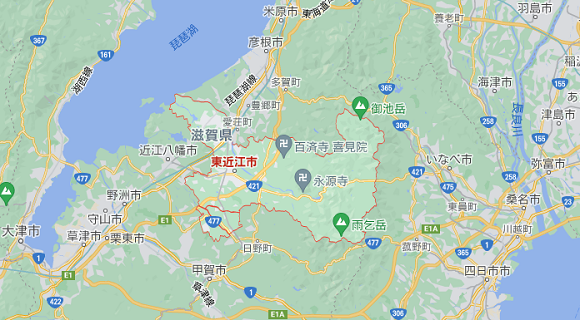滋賀県東近江市の地図