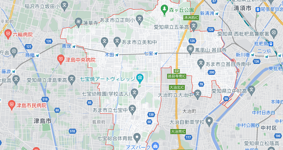 愛知県あま市の地図