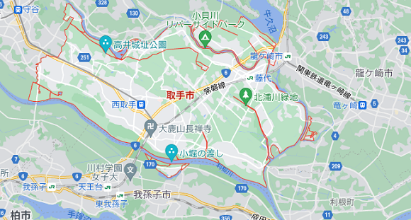茨城県取手市の地図