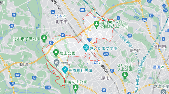 埼玉県桶川市の地図