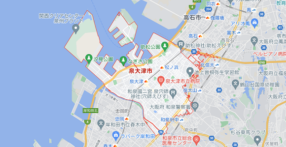 大阪府泉大津市の地図