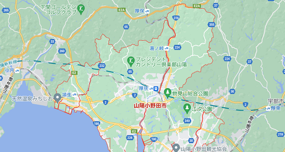 山口県山陽小野田市の地図