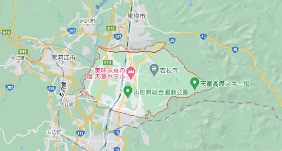 山形県天童市の地図