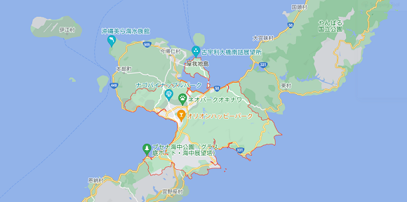 沖縄県名護市の地図