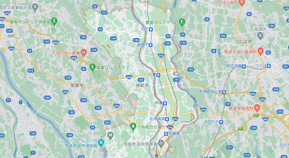 茨城県常総市の地図