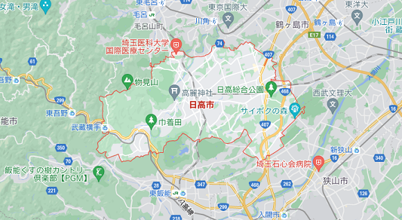 埼玉県日高市の地図