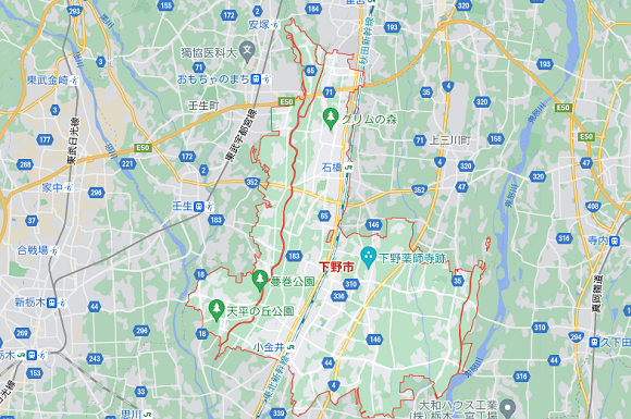 栃木県下野市の地図