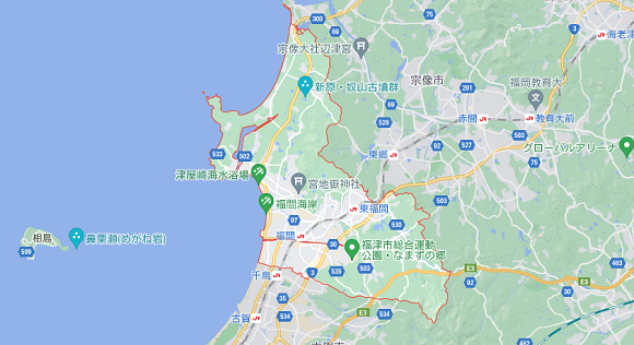 福岡県福津市の地図