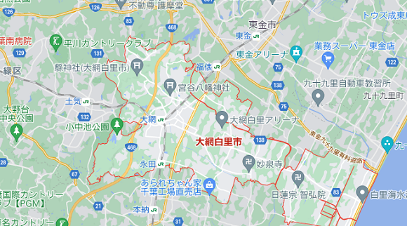 千葉県大網白里市の地図