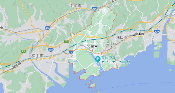 岡山県笠岡市の地図