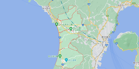 鹿児島県日置市の地図