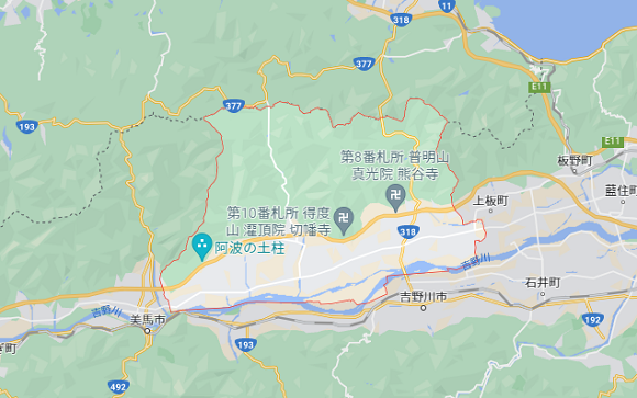 徳島県阿波市の地図