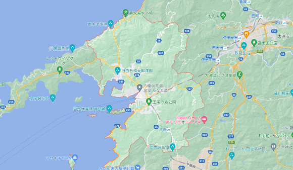 愛媛県の八幡浜市の地図