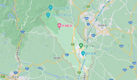 栃木県矢板市の地図