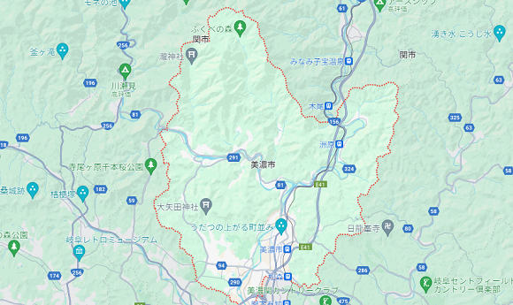 岐阜県美濃市の地図